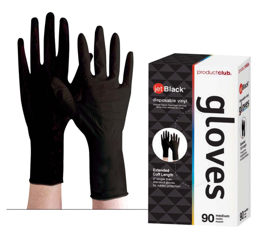 Jet Black Disposable Vinyl Gloves