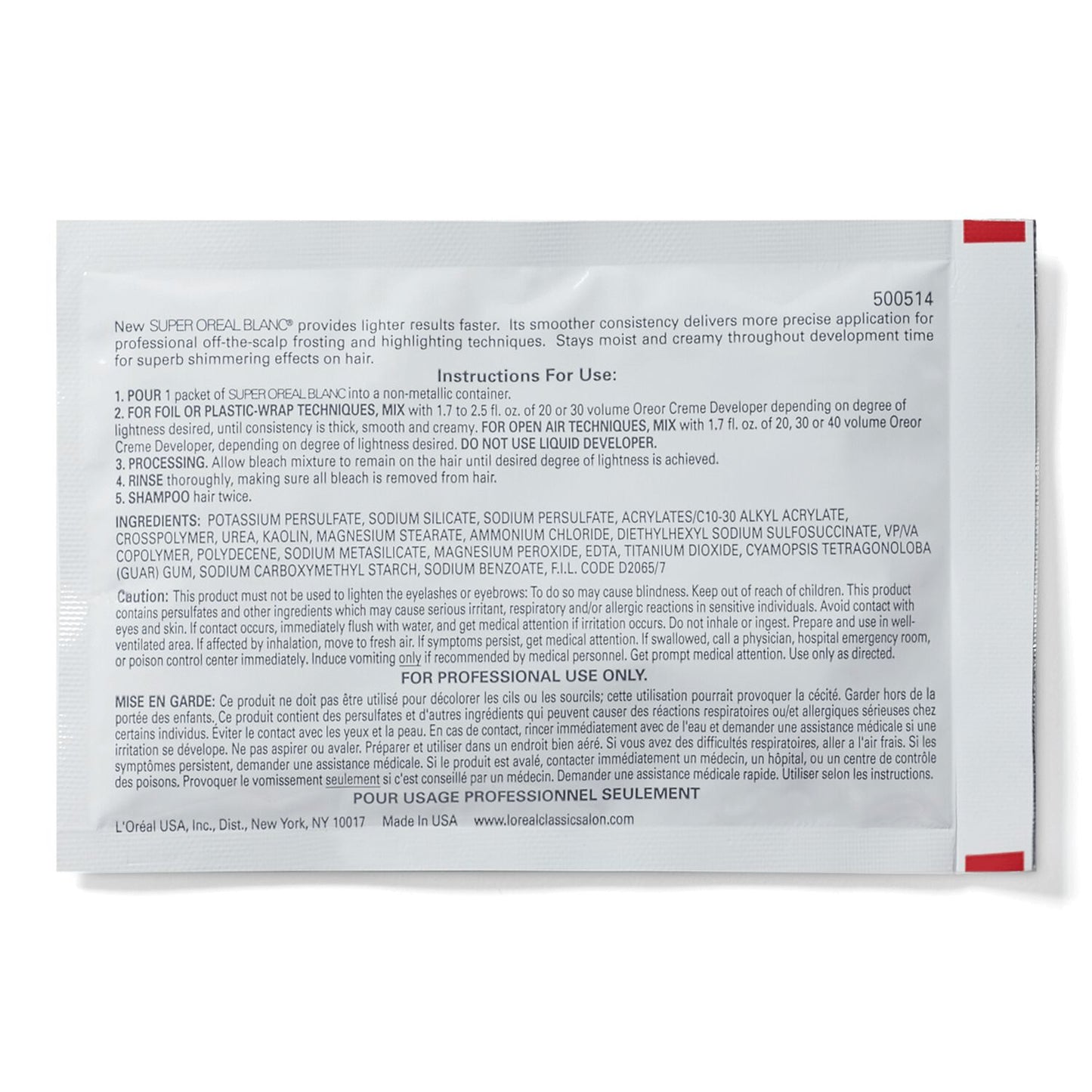 Super Oreal Blanc Professional Powder Bleach 1.13oz Packets